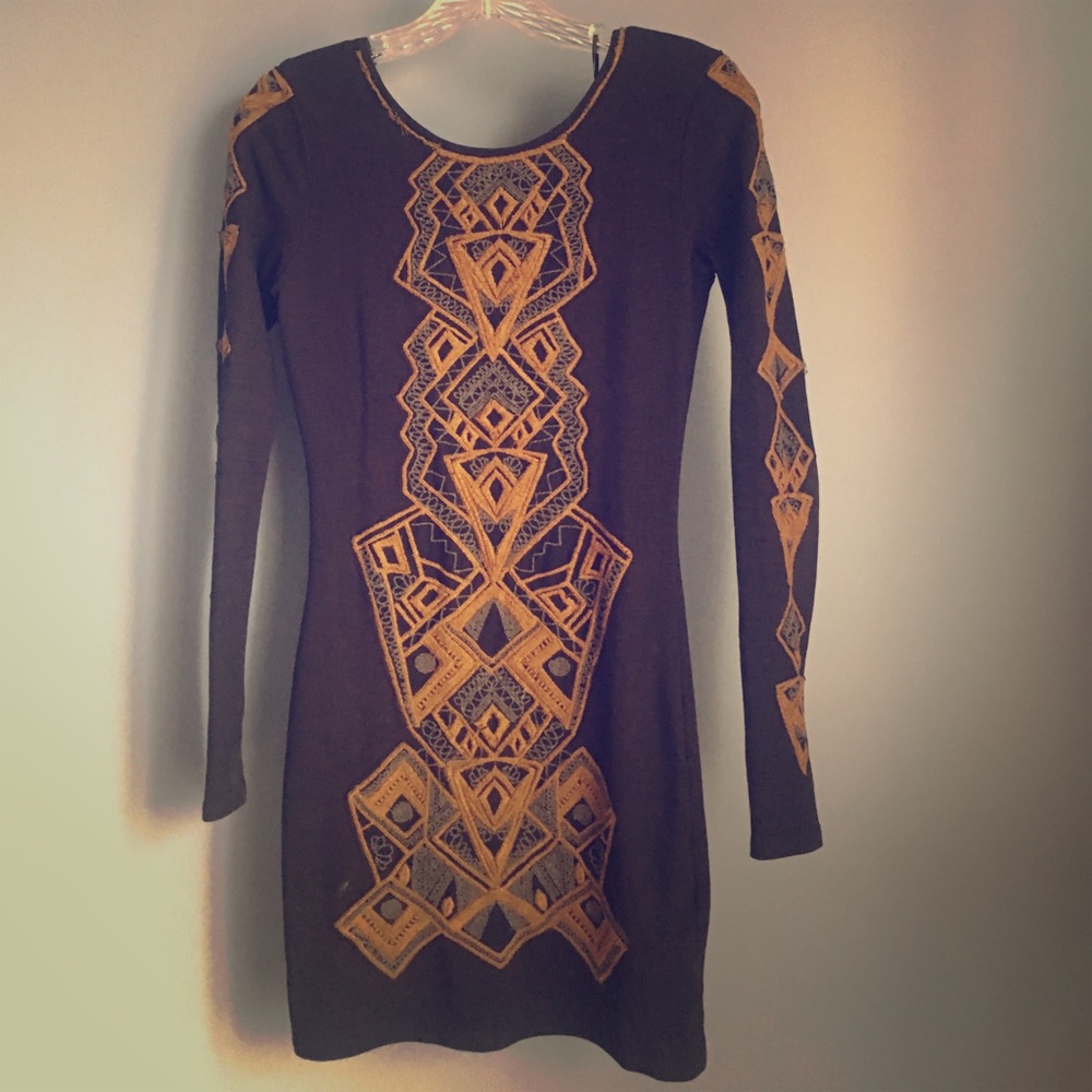 Free People Indian Aztec embroidered body on dress
